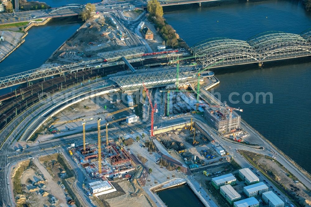 Hamburg from the bird's eye view: Construction site with piling works for the foundation slab of a new building on office ond commercial building in the district HafenCity in Hamburg, Germany