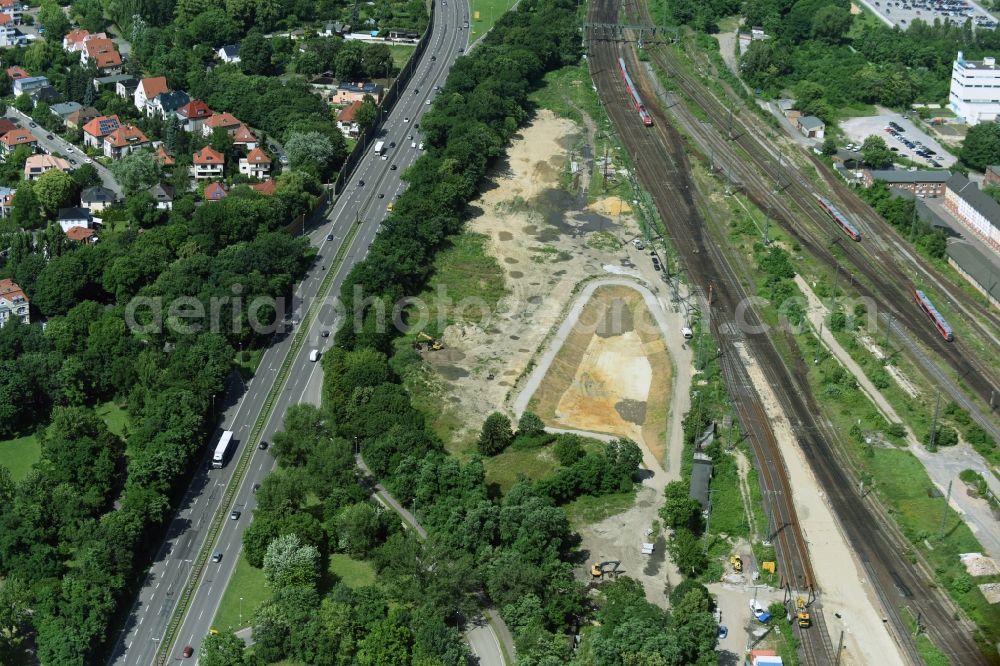 Magdeburg from the bird's eye view: Construction site with development works at Ernst-Reuter-avenue in the district Altstadt in Magdeburg in the state Saxony-Anhalt