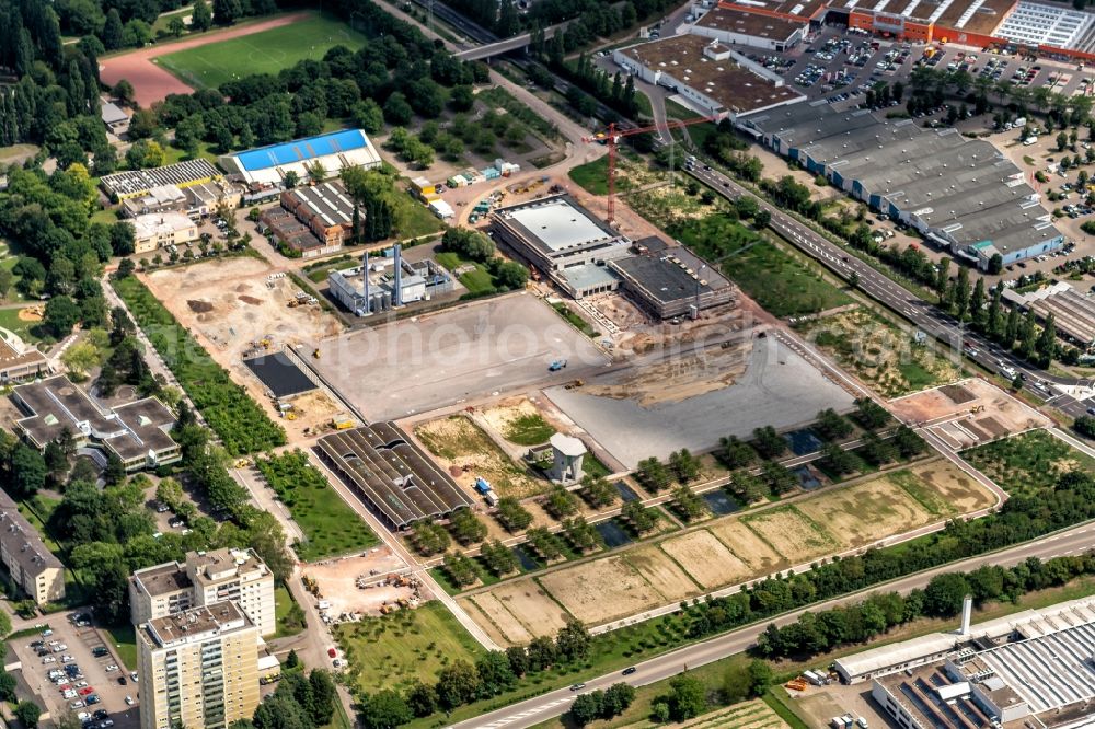 Aerial image Lahr/Schwarzwald - Construction site with development works and embankments works to the Landes Gartenschau 2018 in Lahr/Schwarzwald in the state Baden-Wurttemberg, Germany