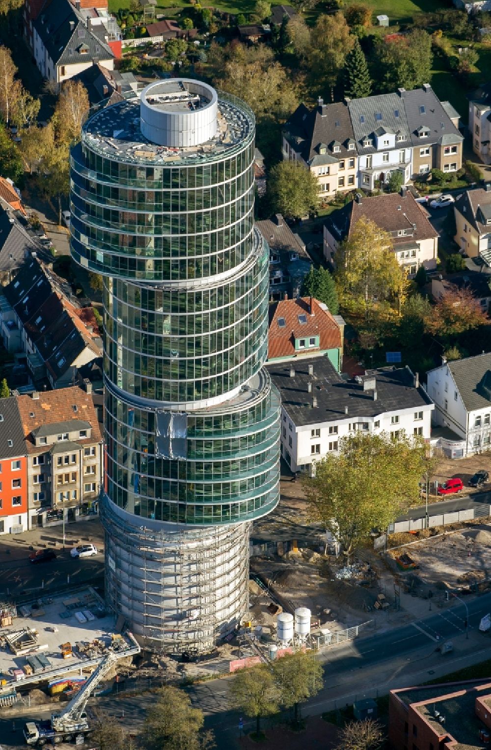 Aerial photograph Bochum - Construction Site at a former bunker at the University Street in Bochum