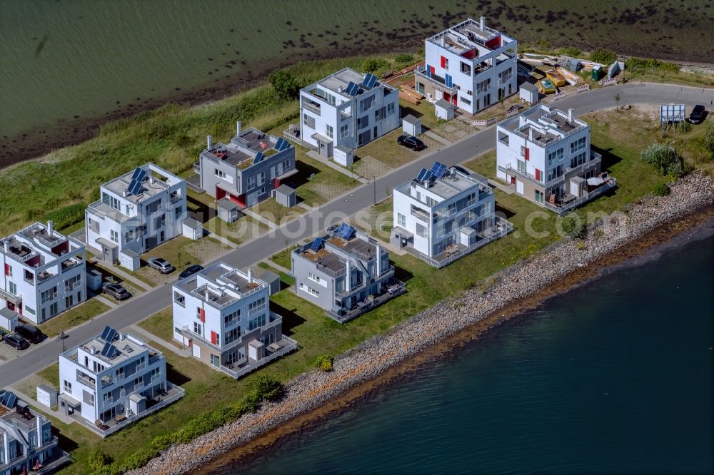 Aerial image Kappeln - Construction site of holiday house plant of the park with the Schleivillen on Schleidamm in the district OstseeResort in Kappeln in the state Schleswig-Holstein, Germany