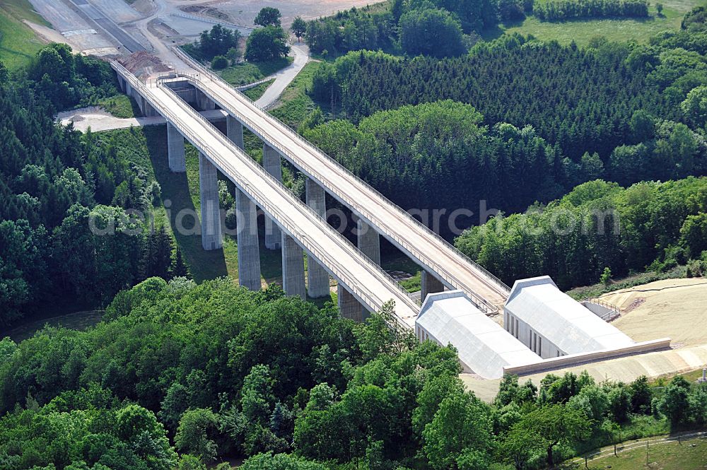 Finneland from above - Construction site for new train- tunnel construction Finnetunnel - Bibratunnel the train and ICE route in Finneland in the state Saxony-Anhalt, Germany