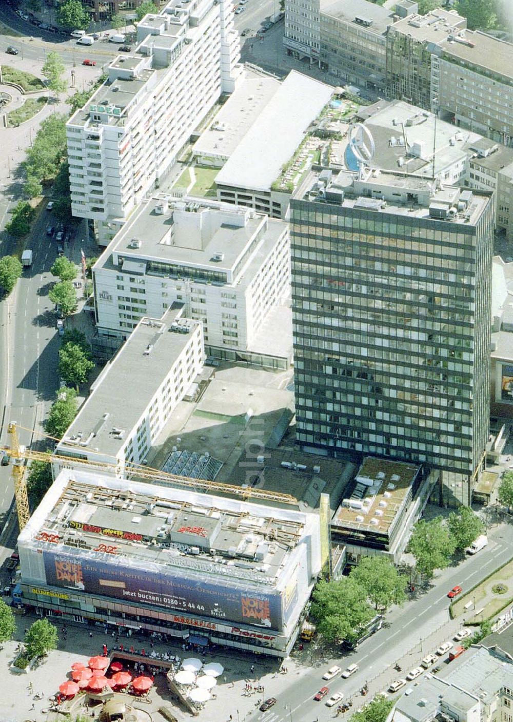 Berlin - Charlottenburg from above - Baustelle der Firma STREIF-Baulogistik am Europacenter in Berlin - Charlottenburg.