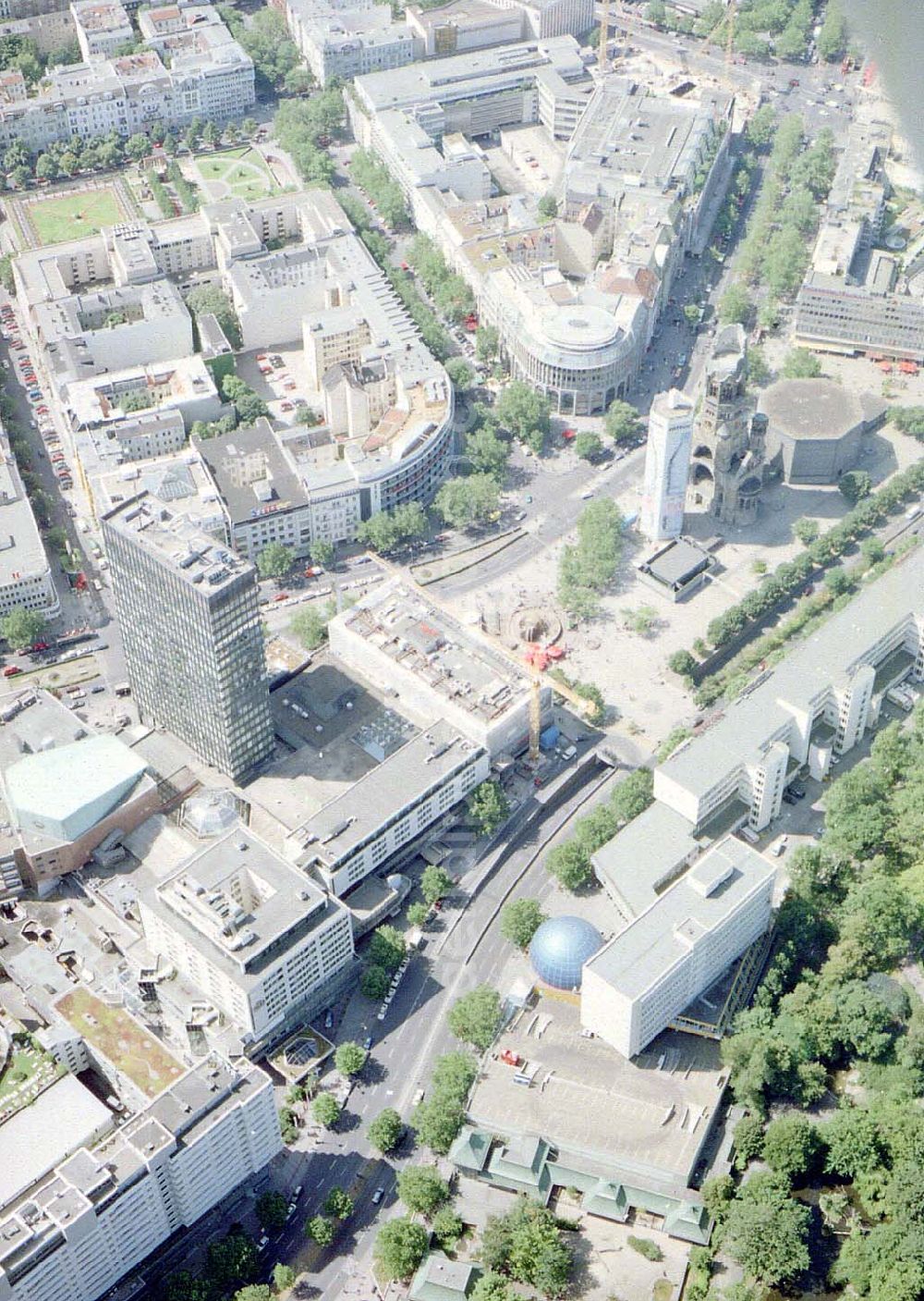 Berlin - Charlottenburg from the bird's eye view: Baustelle der Firma STREIF-Baulogistik am Europacenter in Berlin - Charlottenburg.