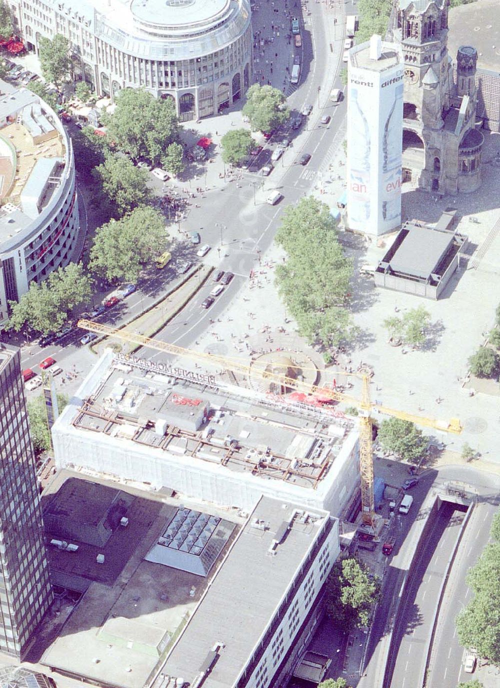 Berlin - Charlottenburg from above - Baustelle der Firma STREIF-Baulogistik am Europacenter in Berlin - Charlottenburg.