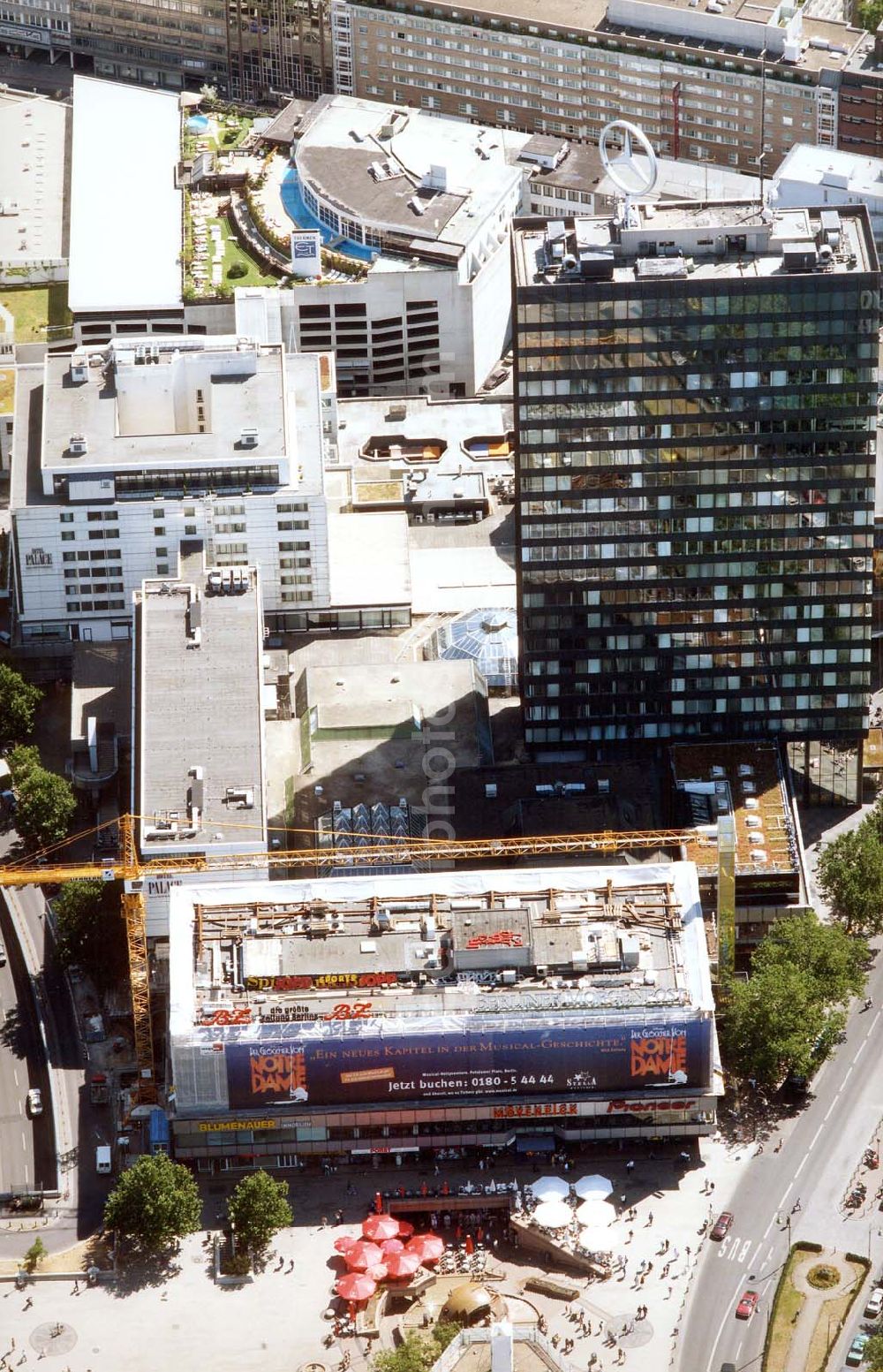 Berlin - Charlottenburg from the bird's eye view: Baustelle der Firma STREIF-Baulogistik am Europacenter in Berlin - Charlottenburg.