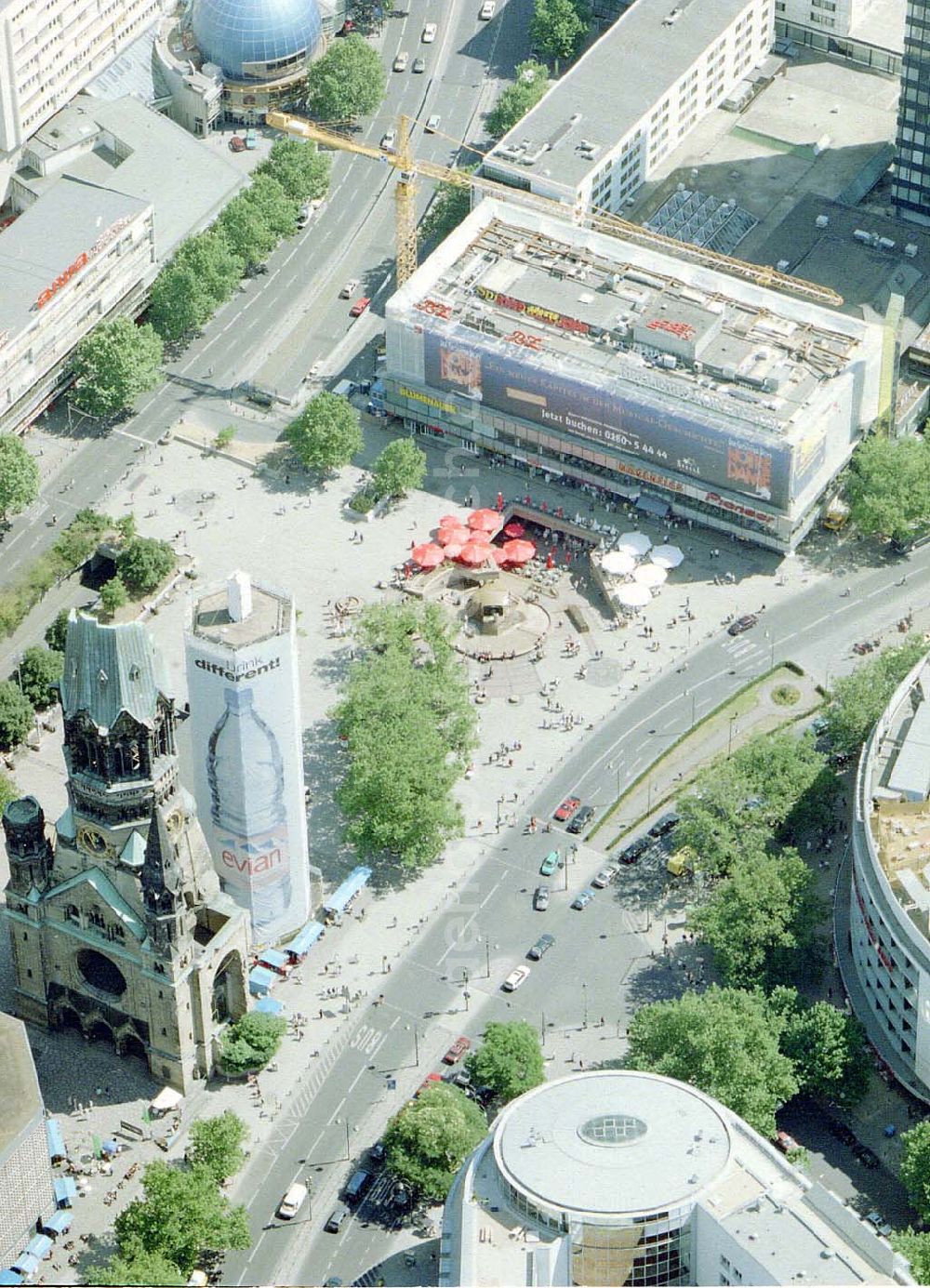 Aerial image Berlin - Charlottenburg - Baustelle der Firma STREIF-Baulogistik am Europacenter in Berlin - Charlottenburg.