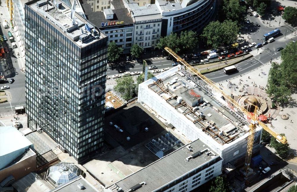 Aerial image Berlin - Charlottenburg - Baustelle der Firma STREIF-Baulogistik am Europacenter in Berlin - Charlottenburg.