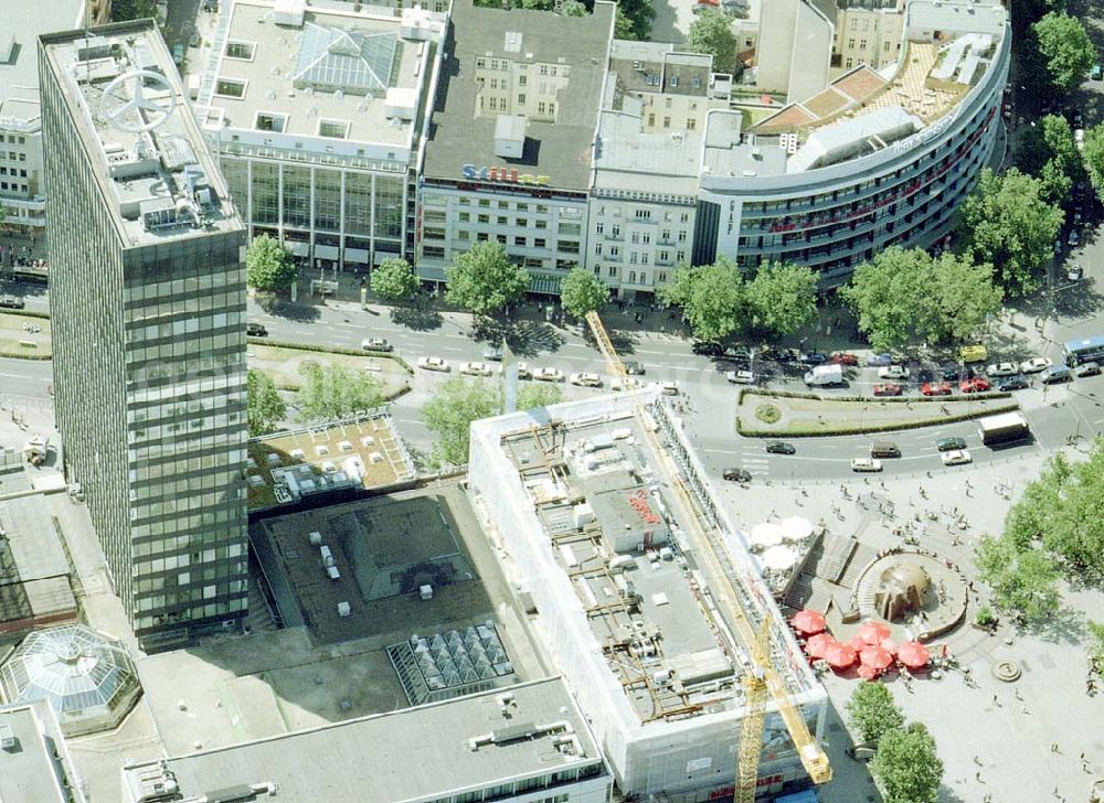 Aerial photograph Berlin - Charlottenburg - Baustelle der Firma STREIF-Baulogistik am Europacenter in Berlin - Charlottenburg.