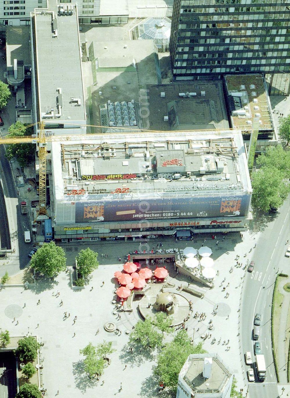 Berlin - Charlottenburg from the bird's eye view: Baustelle der Firma STREIF-Baulogistik am Europacenter in Berlin - Charlottenburg.