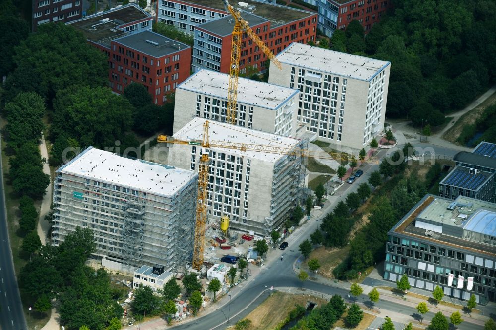 Aerial image Bremen - Construction site for the new building of Asylum accommodation buildings entlong of Anne-Conway-Strasse in the district Horn-Lehe in Bremen, Germany