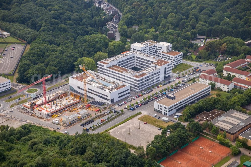 Bochum from above - Construction of a building complex of university fuer Gesundheit on Gesundheitsconpus in Stadtteil Querenburg in Bochum in the state North Rhine-Westphalia, Germany