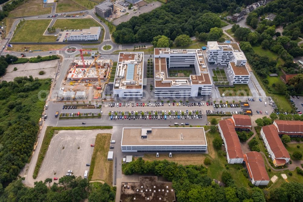 Bochum from the bird's eye view: Construction of a building complex of university fuer Gesundheit on Gesundheitsconpus in Stadtteil Querenburg in Bochum in the state North Rhine-Westphalia, Germany