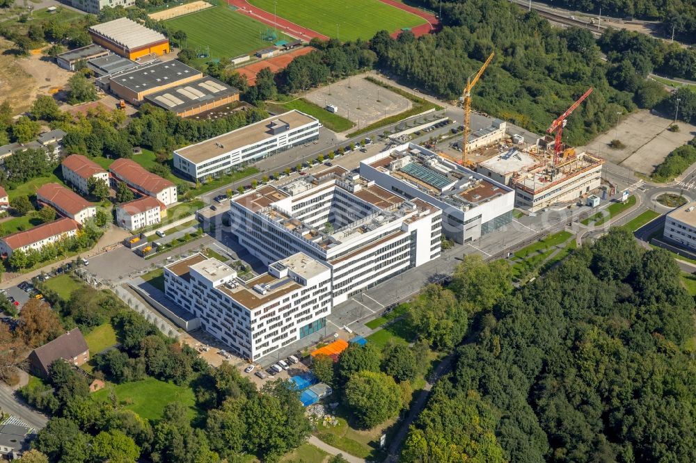 Aerial photograph Bochum - Construction of a building complex of university fuer Gesundheit on Gesundheitsconpus in Stadtteil Querenburg in Bochum in the state North Rhine-Westphalia, Germany