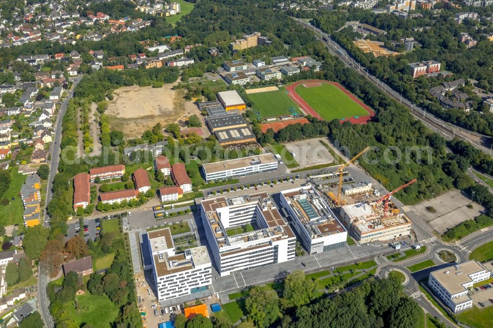 Bochum from above - Construction of a building complex of university fuer Gesundheit on Gesundheitsconpus in Stadtteil Querenburg in Bochum in the state North Rhine-Westphalia, Germany