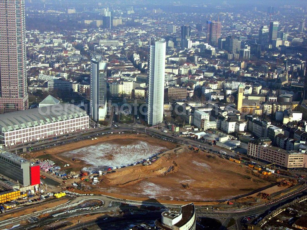 Frankfurt Main / Hessen from the bird's eye view: 16.01.2006: Blick auf eine Erweiterungsbaustelle am Messezentrum