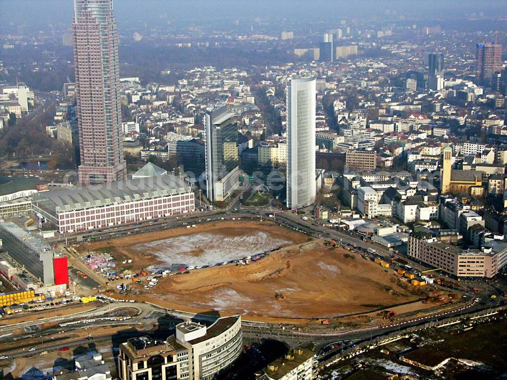 Aerial image Frankfurt Main / Hessen - 16.01.2006: Blick auf eine Erweiterungsbaustelle am Messezentrum