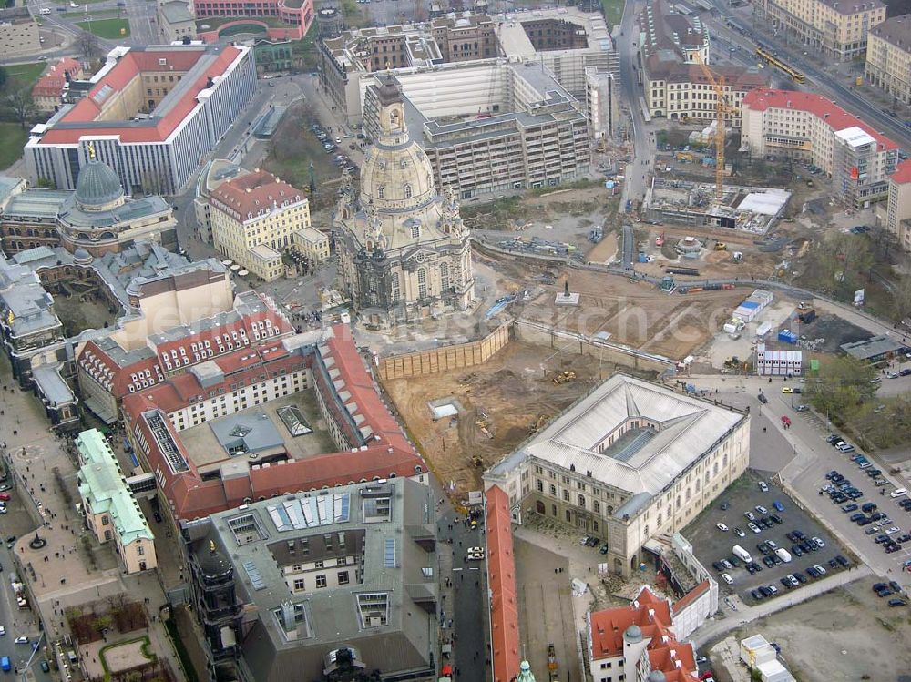 Aerial image Dresden - 14.11.2004 Dresden Baustelle an der Frauenkirche in der Dresdner Altstadt