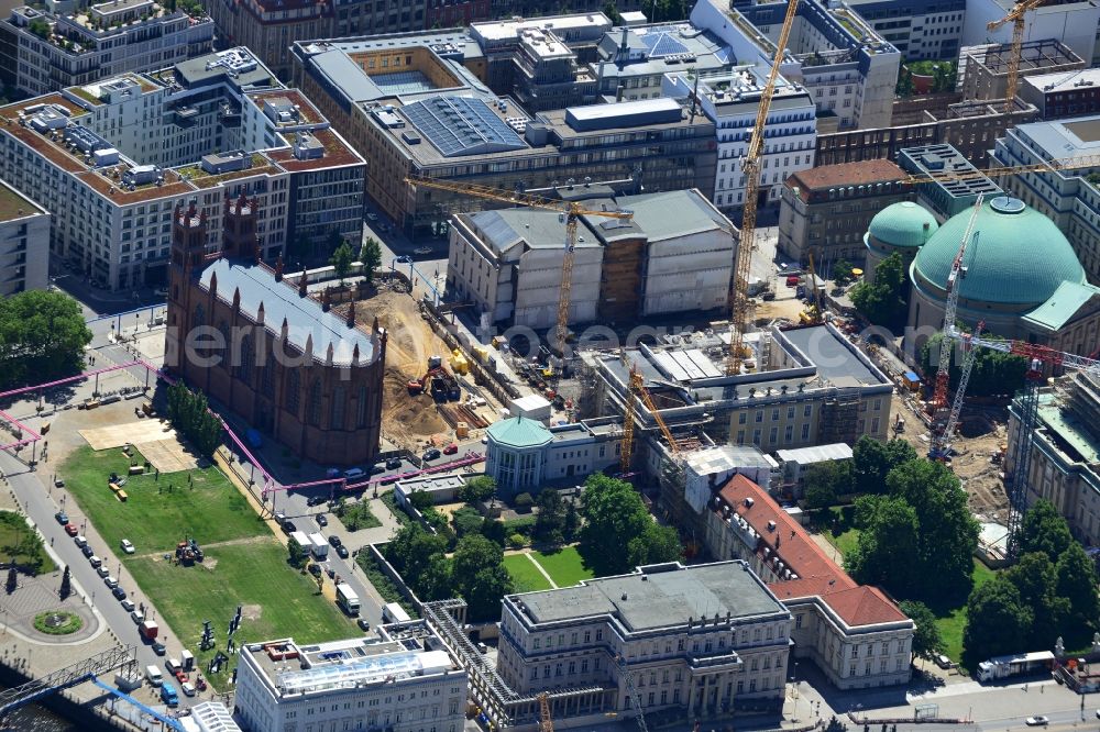 Berlin Mitte from the bird's eye view: Construction site at Friedrichswerder Church in Berlin