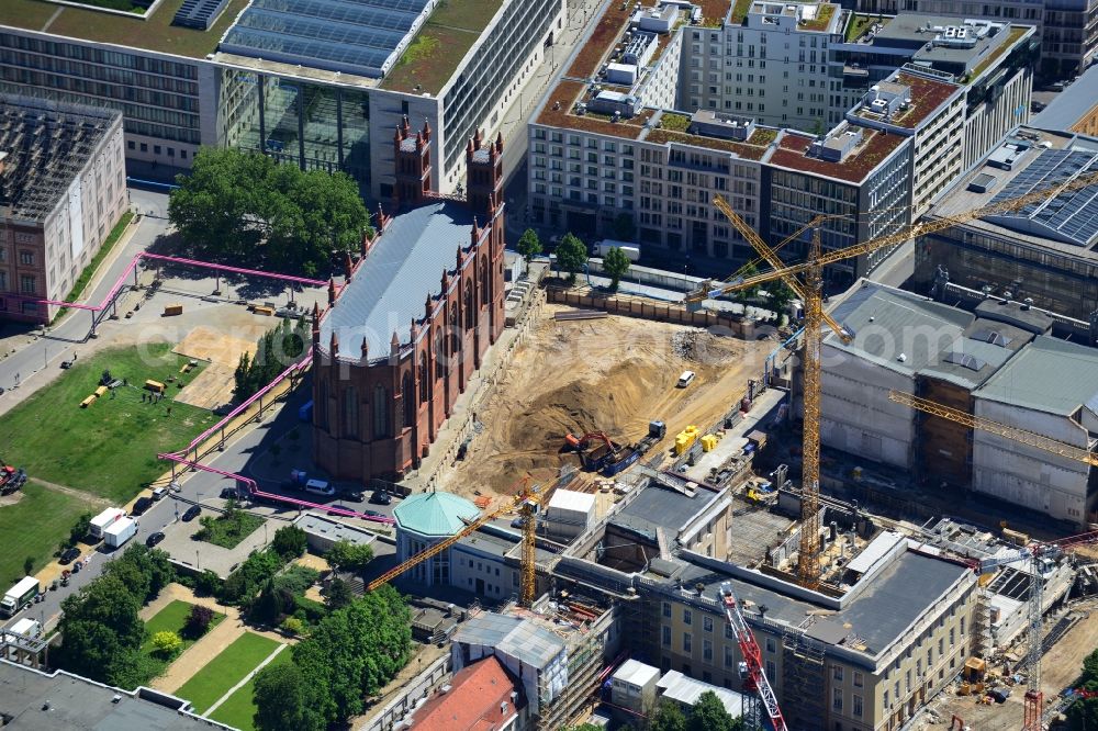 Berlin Mitte from above - Construction site at Friedrichswerder Church in Berlin