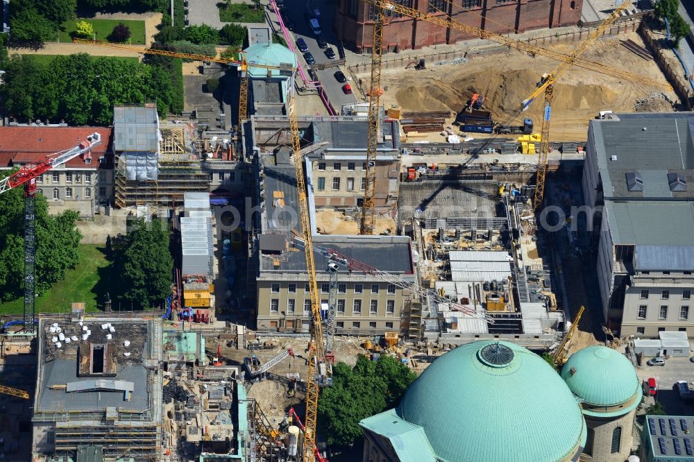 Berlin Mitte from the bird's eye view: Construction site at Friedrichswerder Church in Berlin