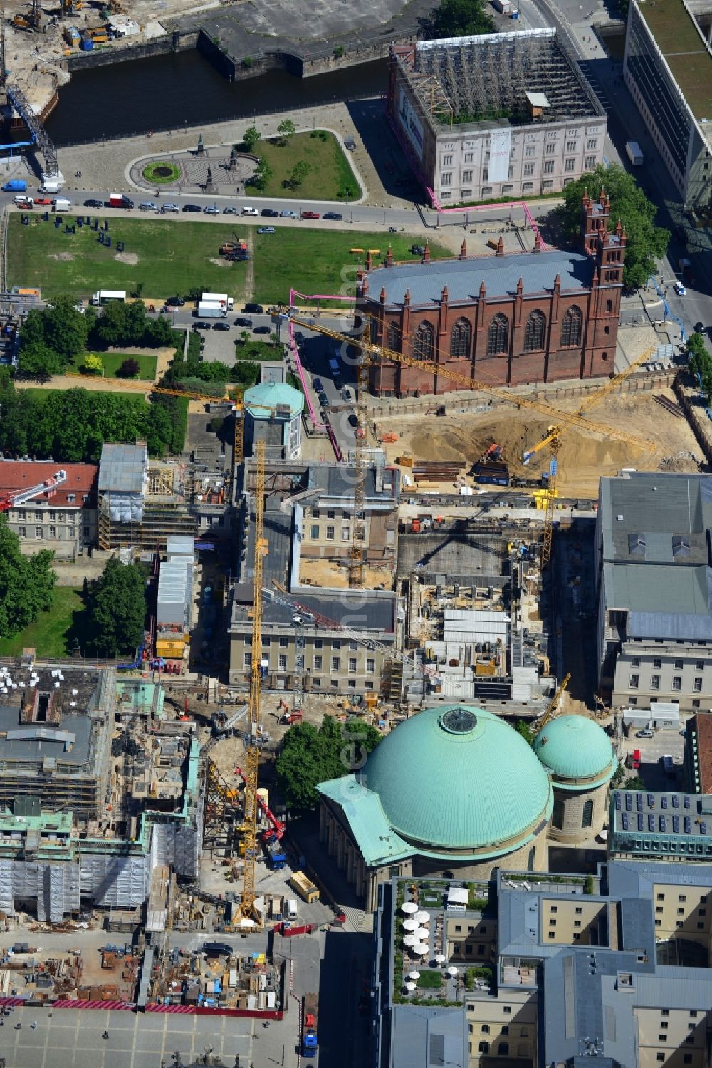 Aerial image Berlin Mitte - Construction site at Friedrichswerder Church in Berlin