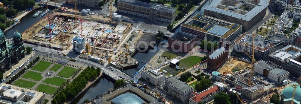 Berlin Mitte from the bird's eye view: Construction site at Friedrichswerder Church in Berlin