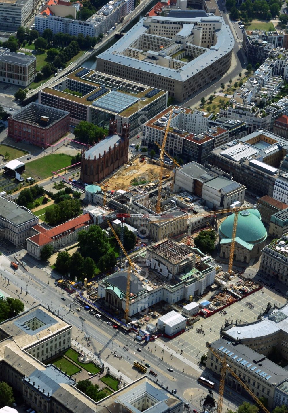 Aerial photograph Berlin Mitte - Construction site at Friedrichswerder Church in Berlin