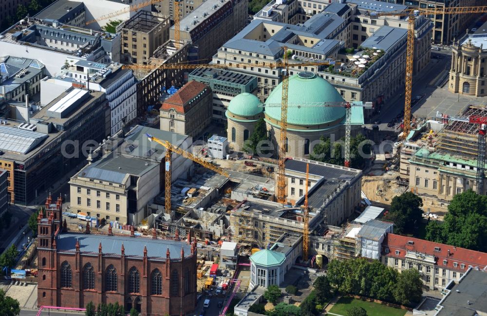 Berlin Mitte from the bird's eye view: Construction site at Friedrichswerder Church in Berlin