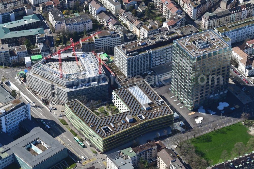 Aerial photograph Basel - Construction site for a new extension to the ...