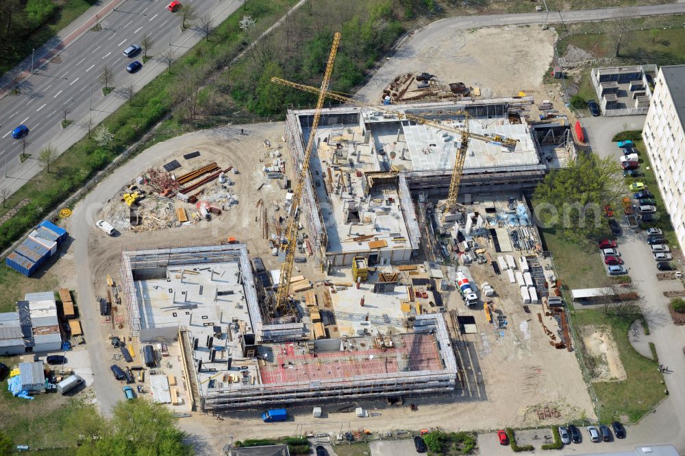 Berlin from the bird's eye view: New construction site at the building complex of the institute Chemical laboratory building of the Federal Institute for Materials Testing and Research BAM on Richard-Willstaetter-Strasse in Berlin, Germany