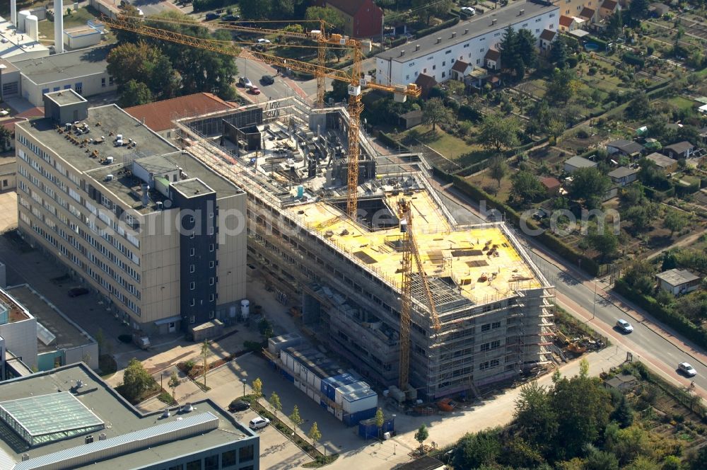 Aerial image Magdeburg - Construction site of Building complex of the Institute Leibniz-Institut fuer Neurobiologie on Brenneckestrasse in Magdeburg in the state Saxony-Anhalt, Germany