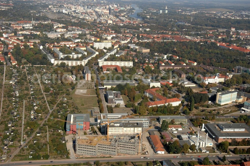 Aerial image Magdeburg - Construction site of Building complex of the Institute Leibniz-Institut fuer Neurobiologie on Brenneckestrasse in Magdeburg in the state Saxony-Anhalt, Germany