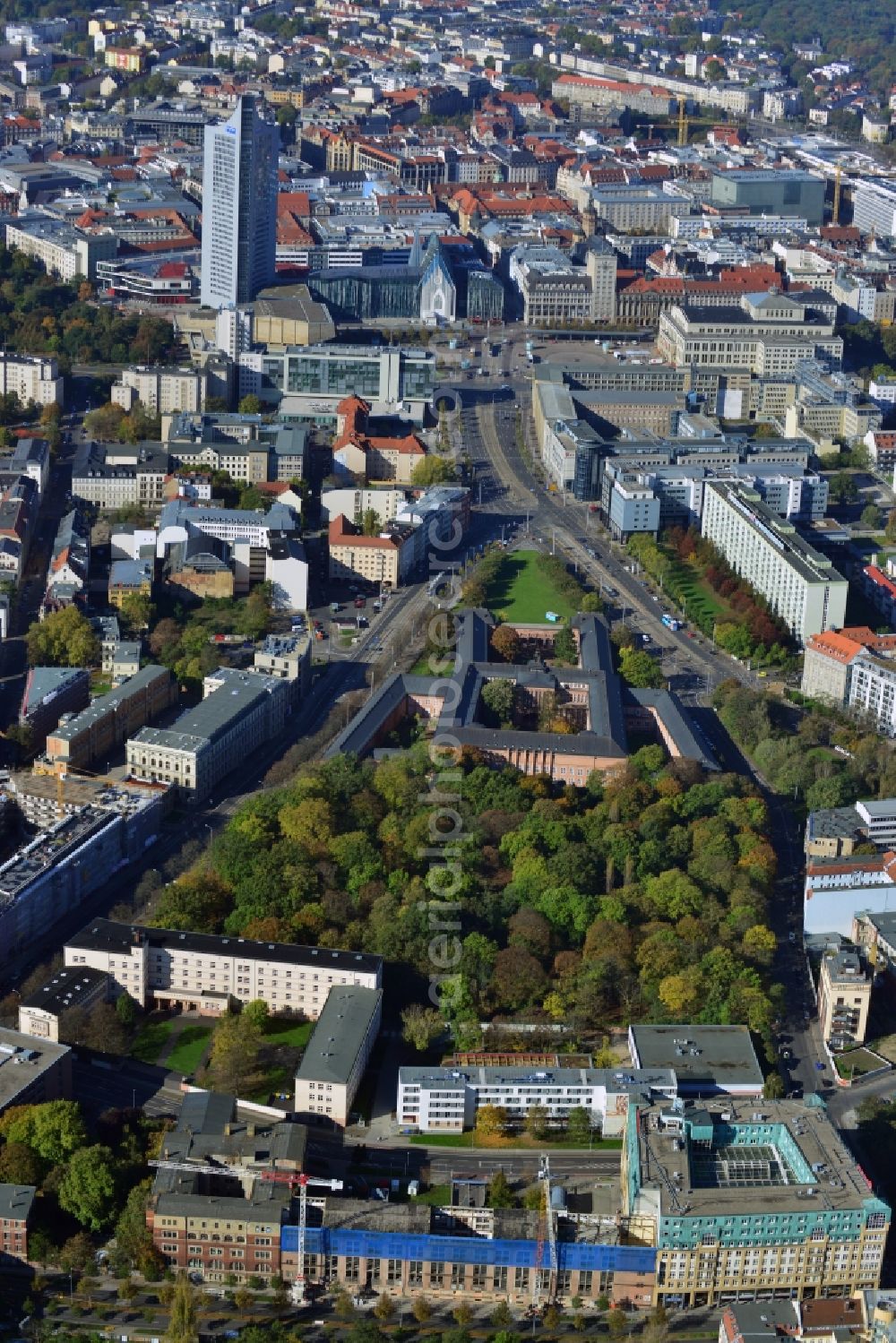 Aerial image Leipzig - Construction site building complex of the ruins of the Bugra exhibition hall in Leipzig in Saxony. The Hildebrand & Juergens GmbH plans to historically appropriate renovation and remodeling of the historic building