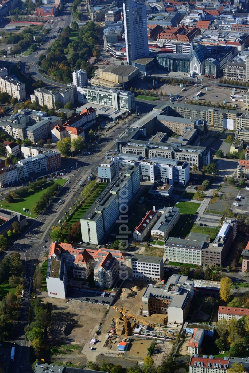 Aerial image Leipzig - Gutted buildings on the area of a former printing plant in Leipzig in the state Saxony. The old buildings are part of a housing project