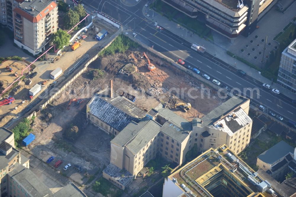 Berlin from above - View of the construction area opposite to the Czech Embassy at the Wilhelmstraße in Berlin. Until 2013 shops, offices and flats will be built