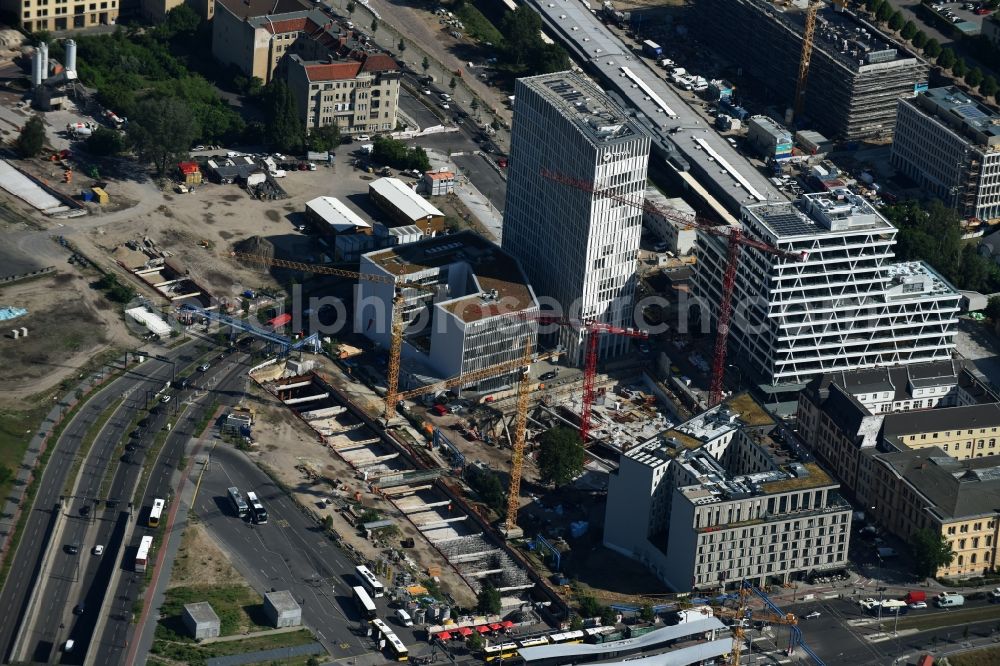 Berlin from the bird's eye view: Construction site for the new Europacity on Heidestrasse in Berlin in Germany. View of the Southern area of the new business and residential quarter. A tunnel for the S 21 rail line is being completed as well