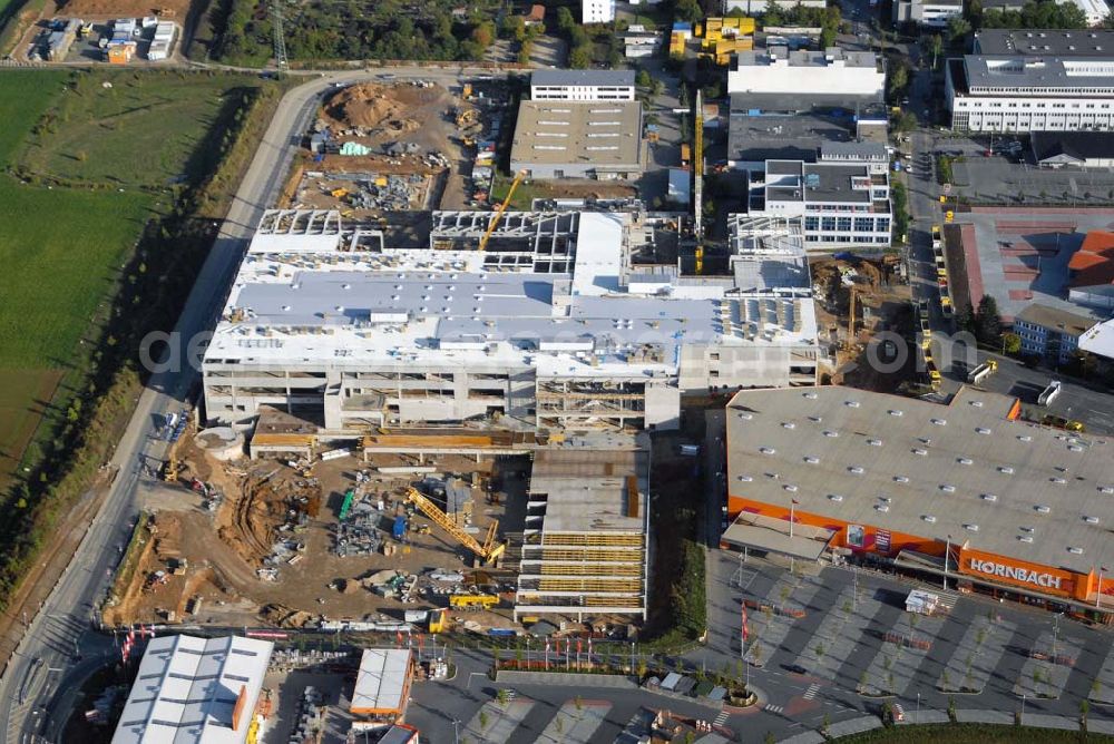 Aerial image Frankfurt / Nieder-Eschbach - Blick auf die Baustelle von Ikea neben Hornbach auf dem Gewerbegebiet in Nieder-Eschbach bei Frankfurt am Main. Im Frühjahr 2007 wird in Nieder-Eschbach die erste IKEA-Filiale eröffnet.