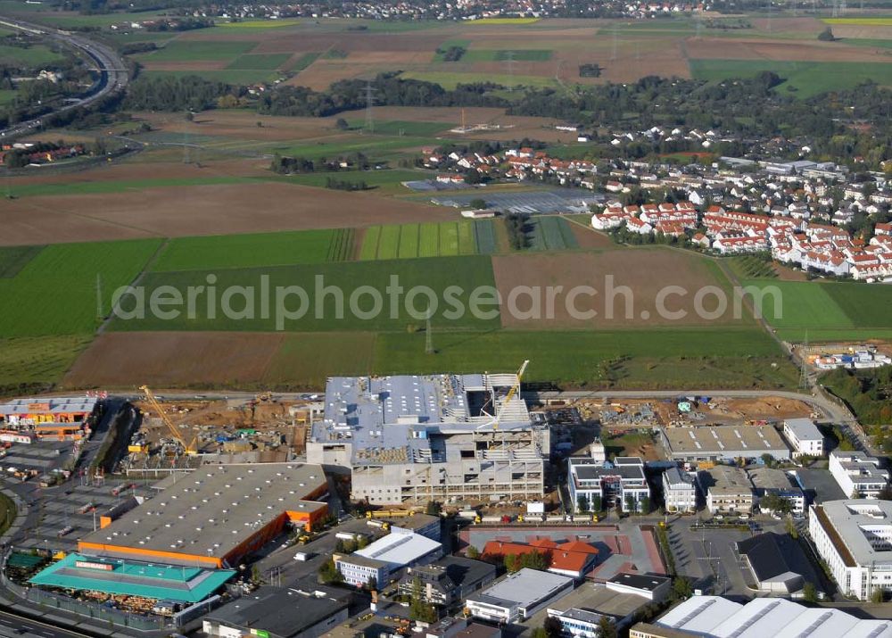 Aerial photograph Frankfurt / Nieder-Eschbach - Blick auf die Baustelle von Ikea neben Hornbach auf dem Gewerbegebiet in Nieder-Eschbach bei Frankfurt am Main. Im Frühjahr 2007 wird in Nieder-Eschbach die erste IKEA-Filiale eröffnet.