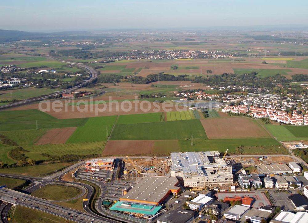 Frankfurt / Nieder-Eschbach from above - Blick auf die Baustelle von Ikea neben Hornbach auf dem Gewerbegebiet in Nieder-Eschbach bei Frankfurt am Main. Im Frühjahr 2007 wird in Nieder-Eschbach die erste IKEA-Filiale eröffnet.