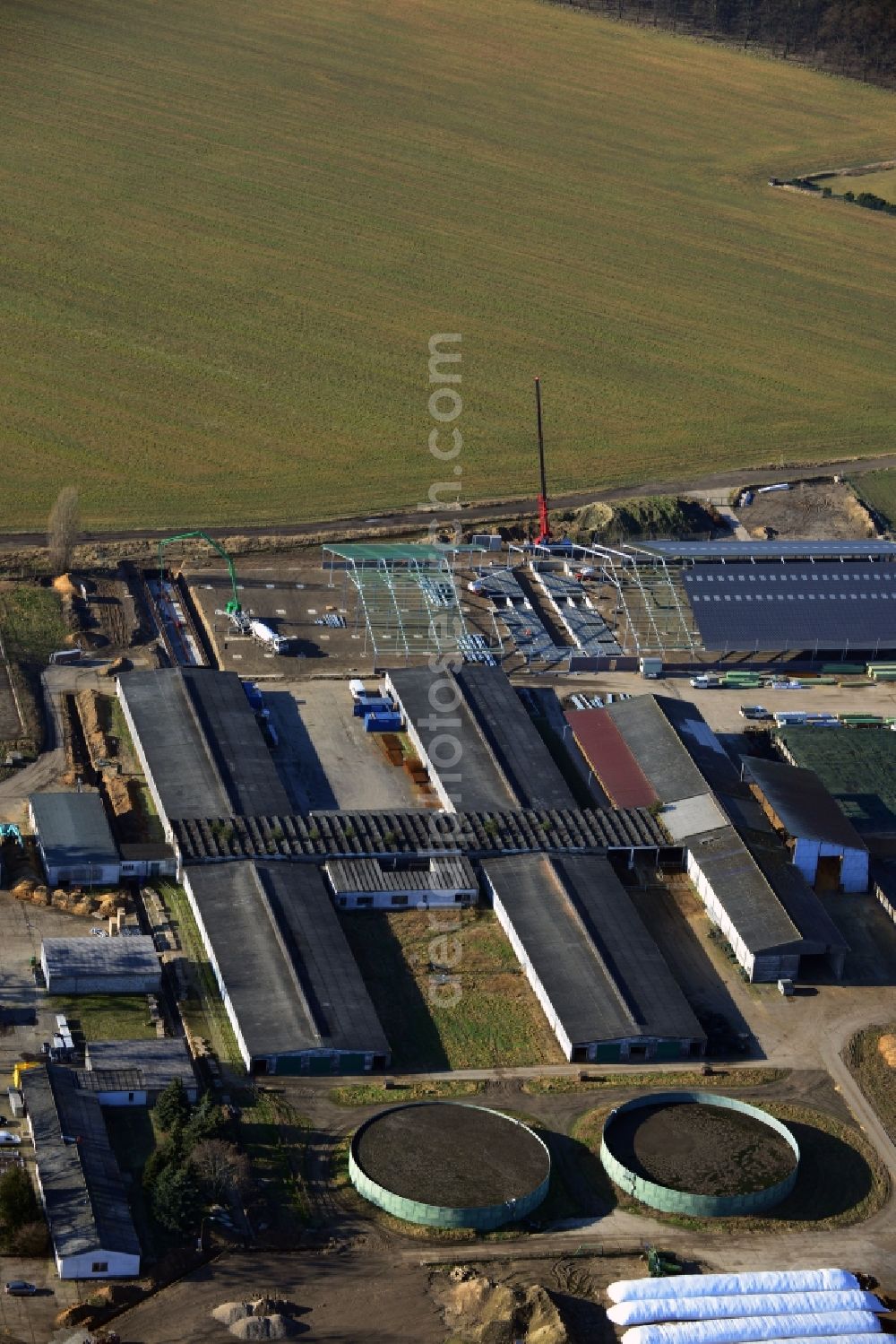 Aerial photograph Werneuchen - Construction site of a hall in the business park Wegendorfer-Strasse in Werneuchen in the state of Brandenburg