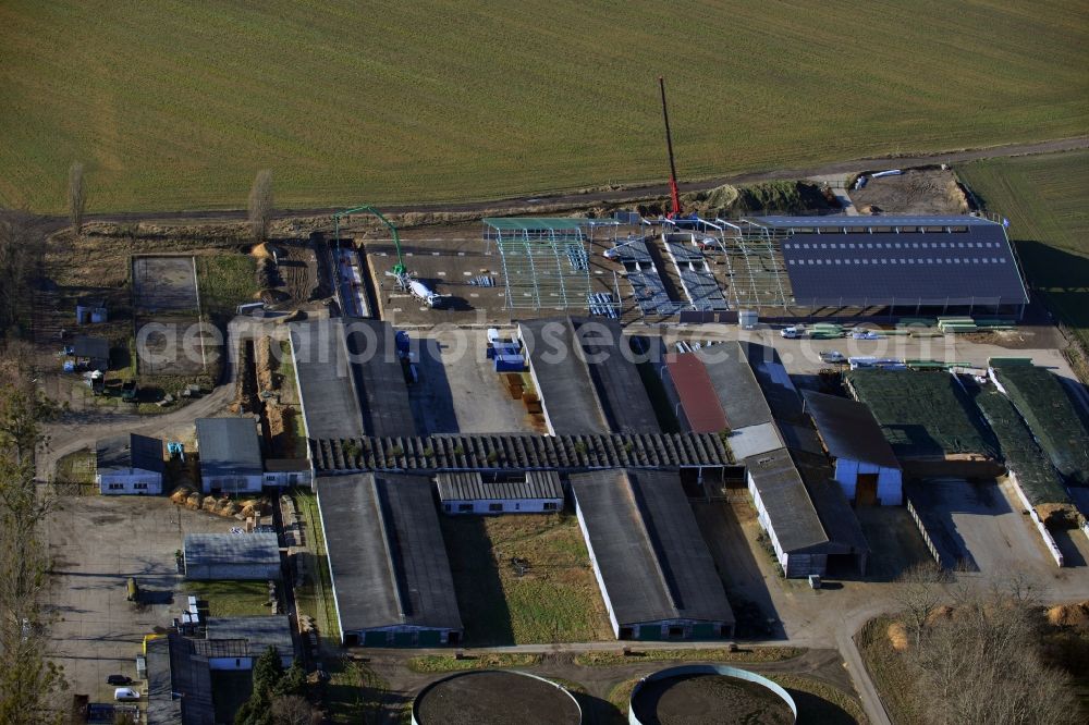 Werneuchen from above - Construction site of a hall in the business park Wegendorfer-Strasse in Werneuchen in the state of Brandenburg