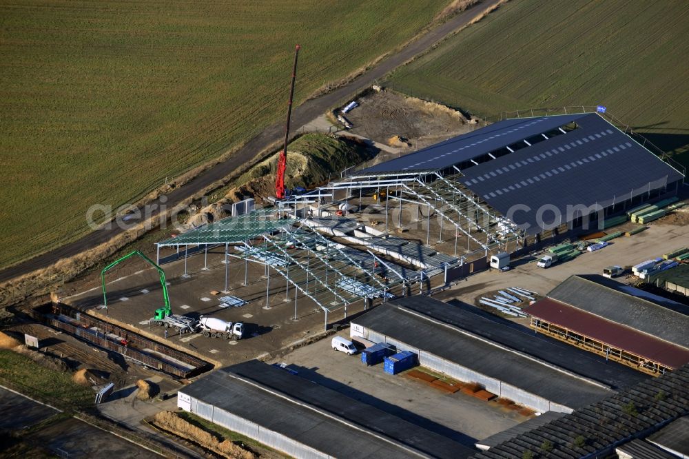 Aerial photograph Werneuchen - Construction site of a hall in the business park Wegendorfer-Strasse in Werneuchen in the state of Brandenburg