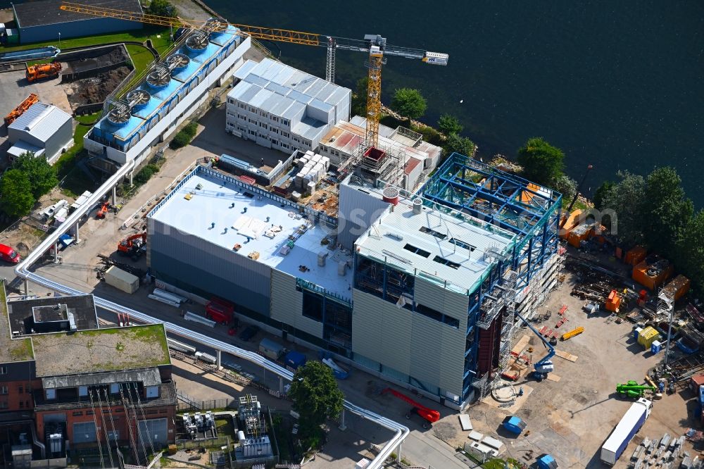 Flensburg from above - Construction site to build a new combined cycle power plant with gas and steam turbine systems on Strandweg in the district Nordstadt in Flensburg in the state Schleswig-Holstein, Germany