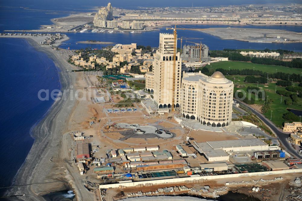 Aerial image Ras Al Khaimah - Construction site of the Al Hamra Palace Hotel in the arab emirate Ras Al Khaimah. The hotel is part of the Al Hamra Village Project, the second largest construction project of Ras Al Khaimah. The project is realized by the state-owned company Al Hamra Real Estate