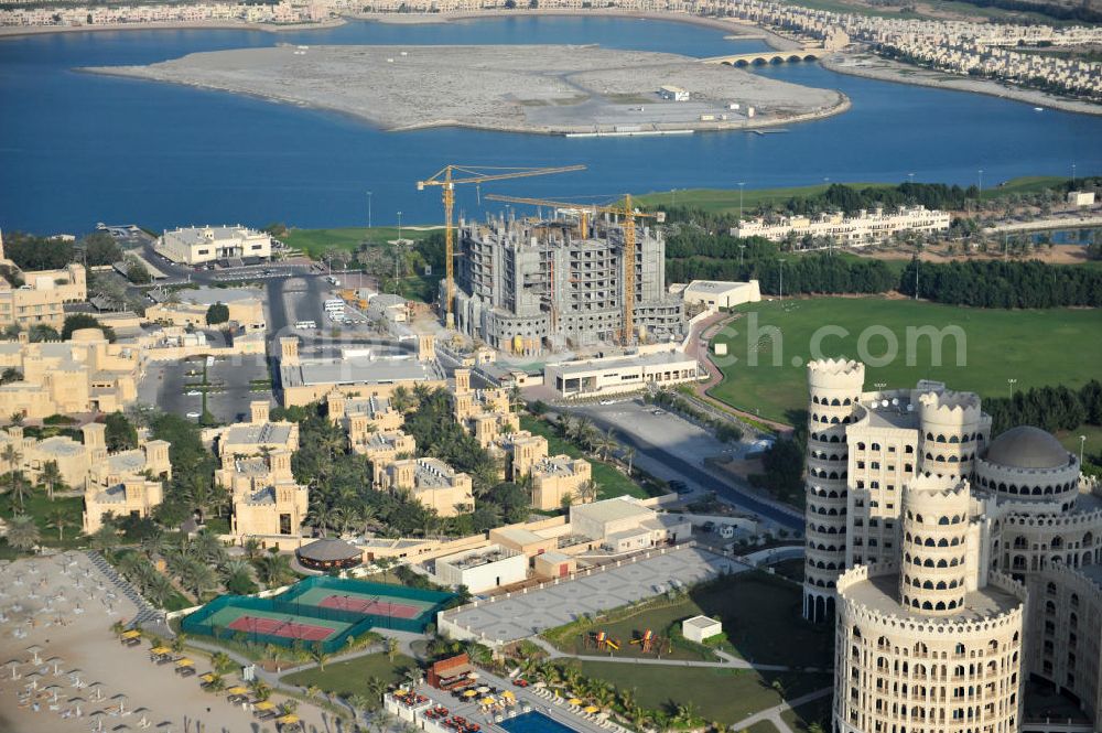 Aerial photograph Ras Al Khaimah - Construction site of the Al Hamra Village Project in the arab emirate Ras Al Khaimah. The project is realized by the state-owned company Al Hamra Real Estate