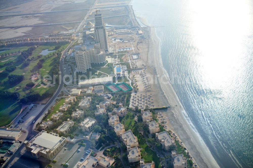 Aerial photograph Ras Al Khaimah - Construction site of the Al Hamra Village Project in the arab emirate Ras Al Khaimah. The project is realized by the state-owned company Al Hamra Real Estate