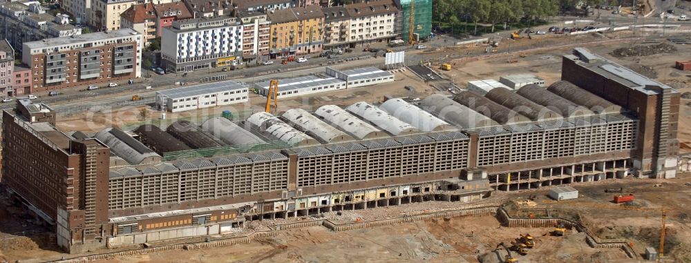 Aerial image Frankfurt am Main - High-rise construction of the twin towers of the ECB's headquarters in Frankfurt / Main in Hesse. The new headquarters of the European Central Bank is a design by the architects of Coop Himmelb (l) au