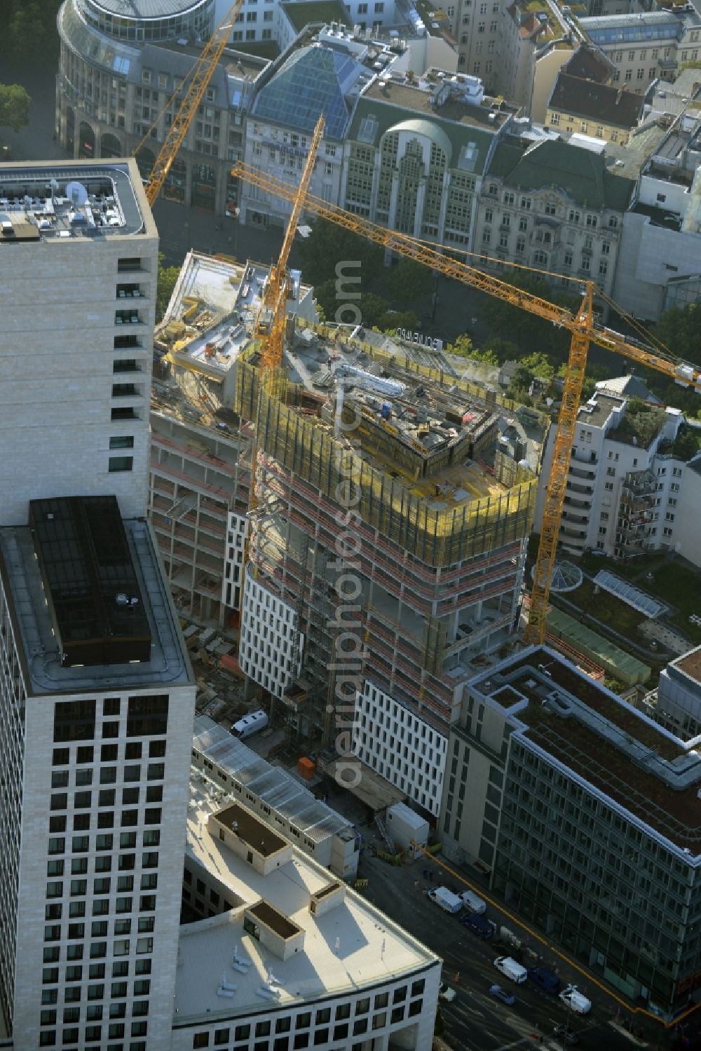 Berlin from above - Construction of high-rise commercial building, Upper West on the Breitscheidplatz in Berlin-Charlottenburg