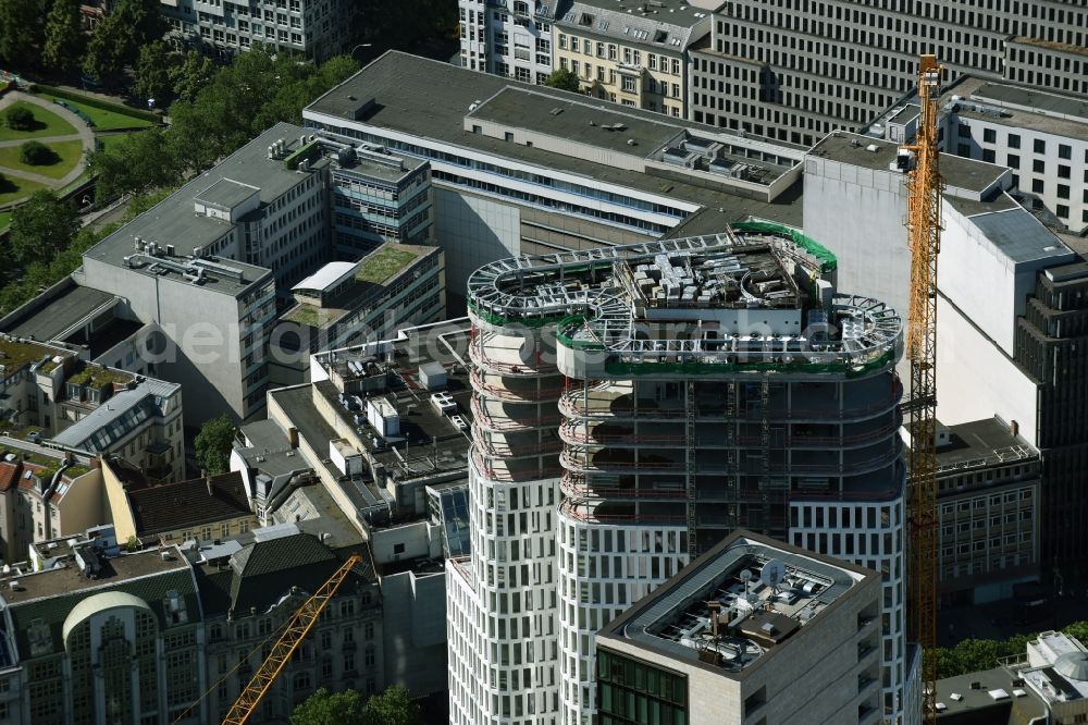 Berlin from above - Construction of high-rise commercial building, Upper West on the Breitscheidplatz in Berlin-Charlottenburg